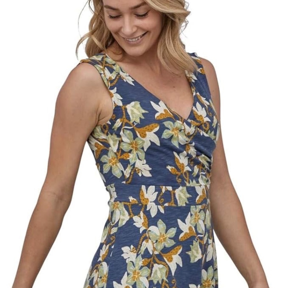 Patagonia Porch Song Pumpkin Blossom Floral Organic Cotton Dress S